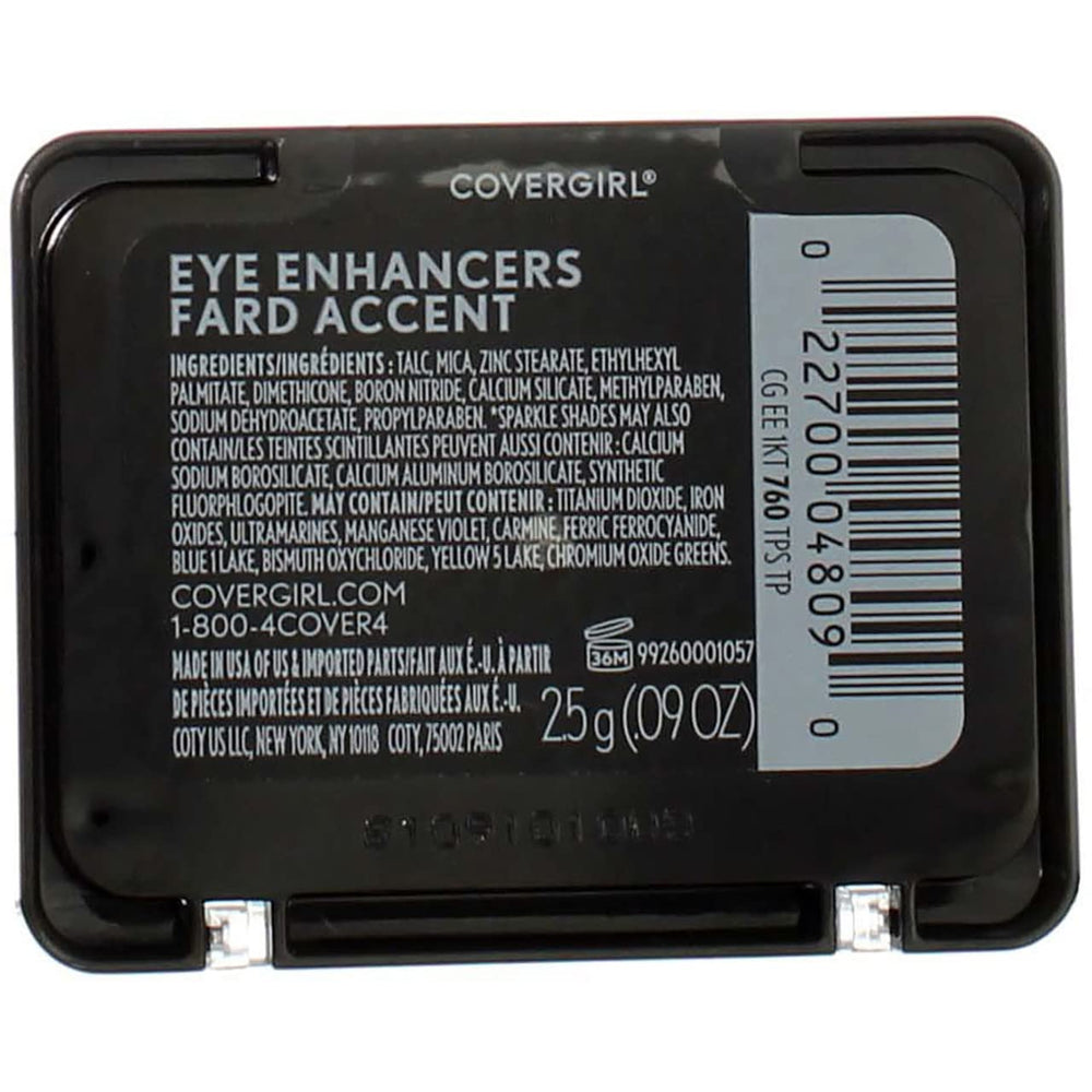 CoverGirl Eye Enhancers Tapestry Taupe 760 swatch demonstrates buildable taupe color for office-to-evening looks.