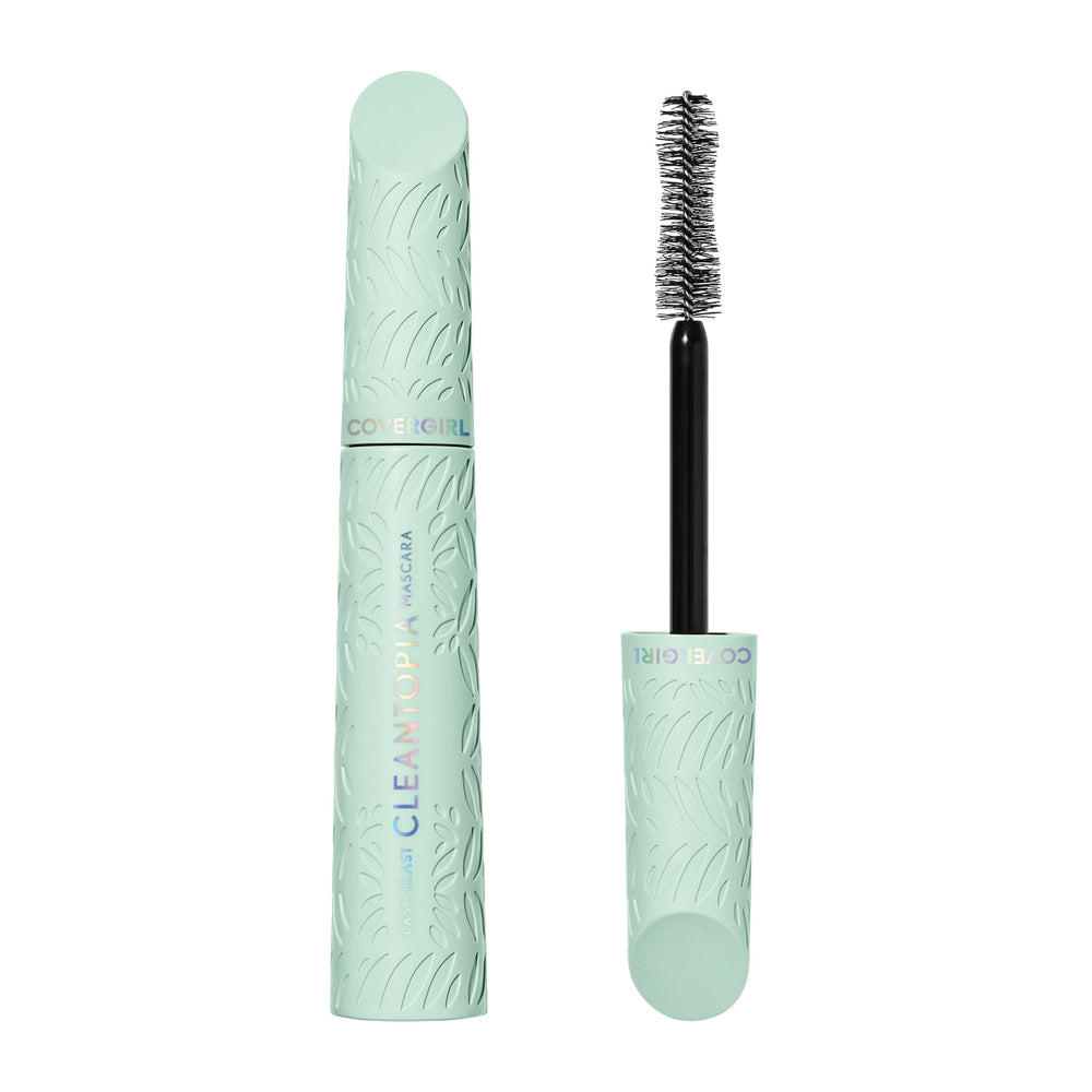 CoverGirl Lash Blast Cleantopia Mascara tube highlights vegan formula for all-day intensity.