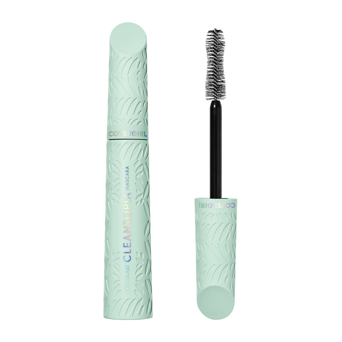 CoverGirl Lash Blast Cleantopia Mascara tube highlights vegan formula for all-day intensity.
