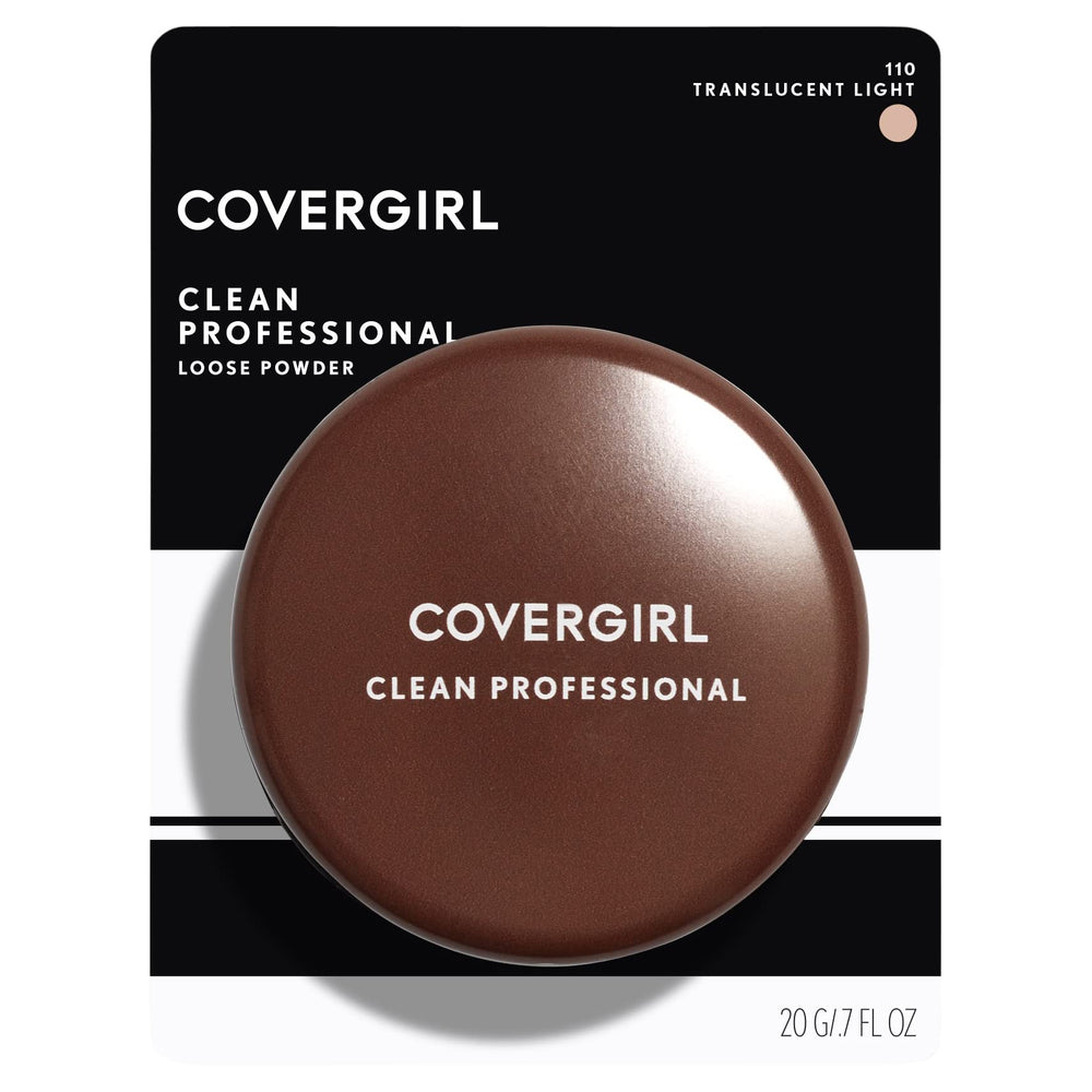 CoverGirl loose powder tiny-compact showing travel-friendly packaging for on-the-go touch-ups.