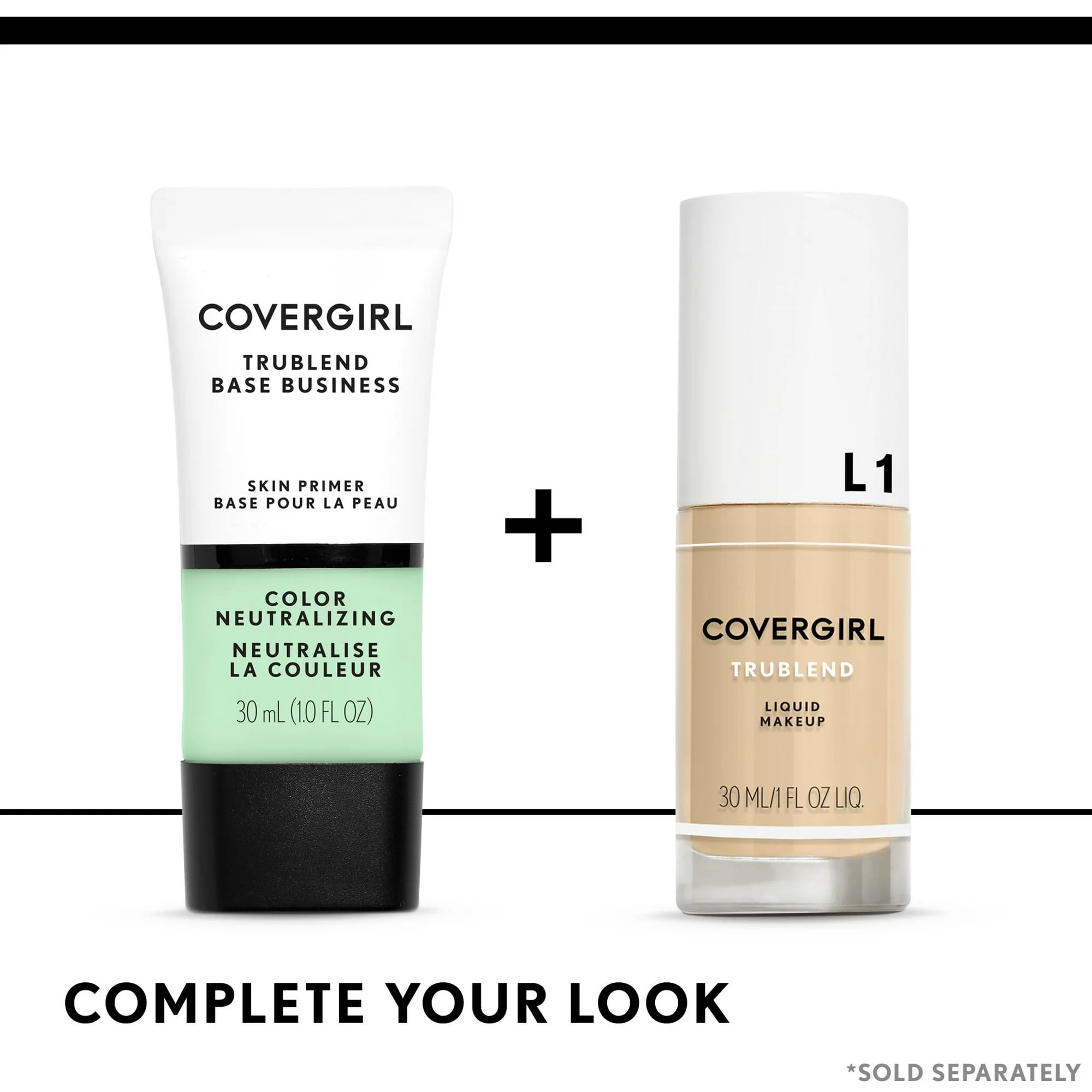 CoverGirl primer on store display signals cruelty-free and long-wear appeal