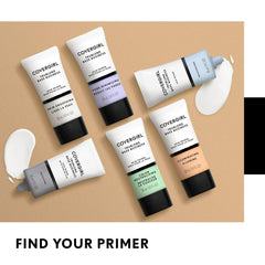 CoverGirl primer swatch on face reveals blending ease and even base