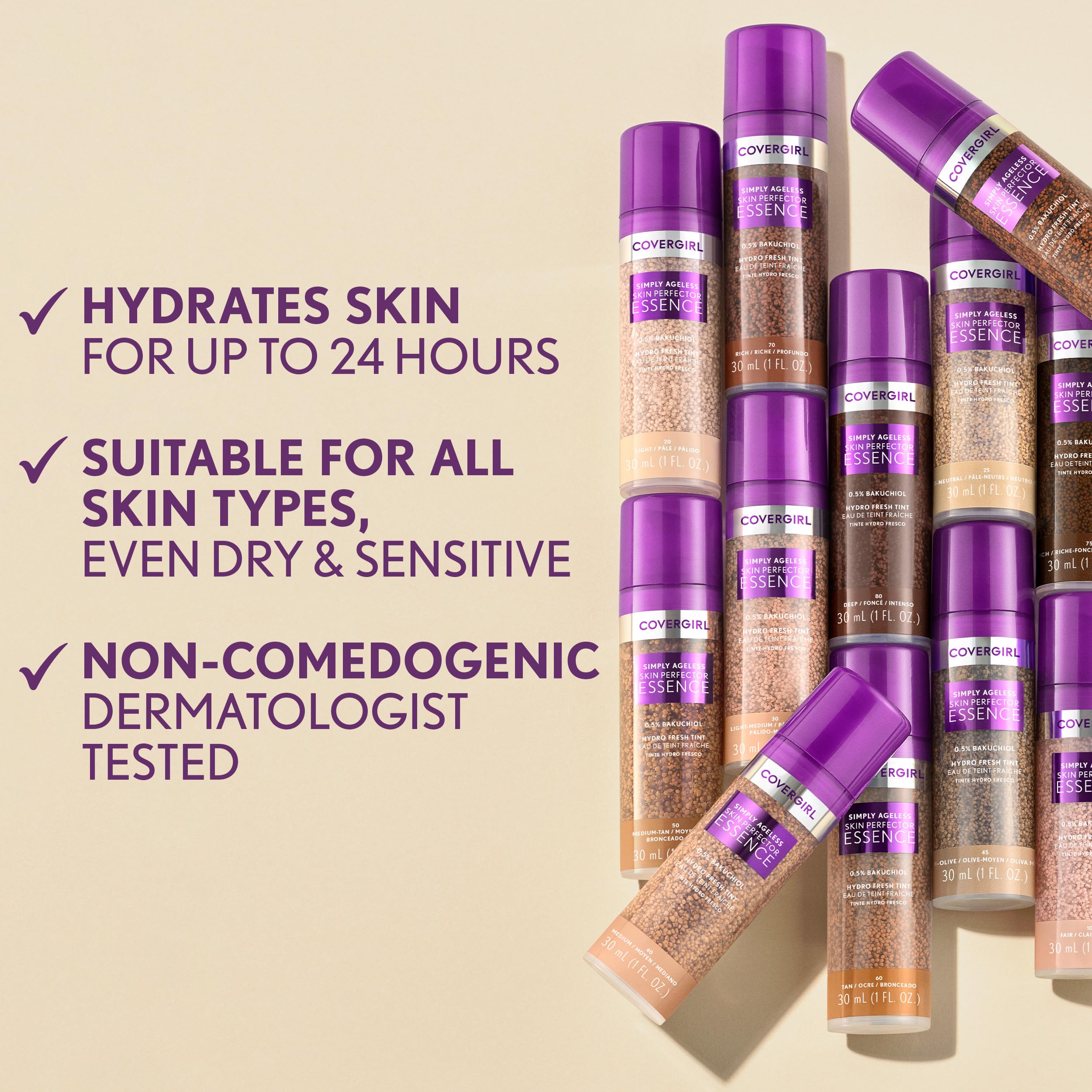 CoverGirl Simply Ageless application scene with fingertips for lightweight wear