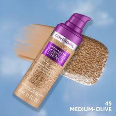 CoverGirl Simply Ageless application swatch demonstrates even tint and sheer coverage