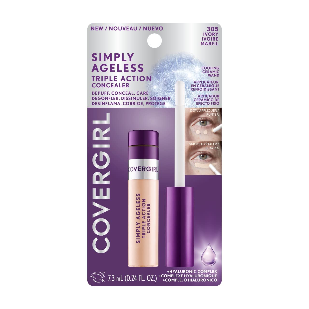 COVERGIRL Simply Ageless Ivory packaging highlights easy one-pack option.