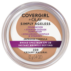 CoverGirl Simply Ageless foundation bottle with pump for a smooth, even complexion.