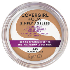 CoverGirl Simply Ageless foundation pump showing smooth flow for easy application.