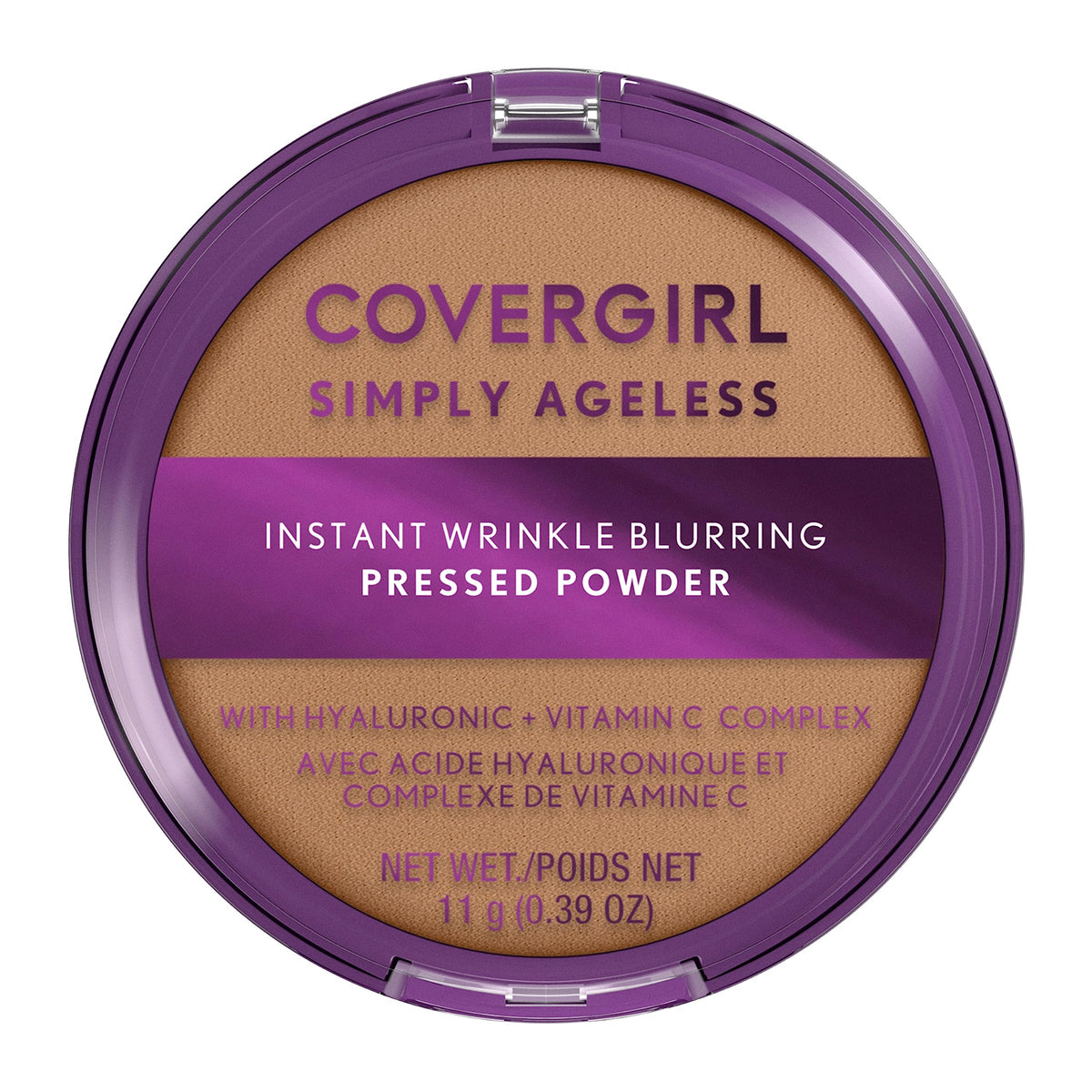 CoverGirl Simply Ageless Soft Honey powder compact swatch for smoother skin.