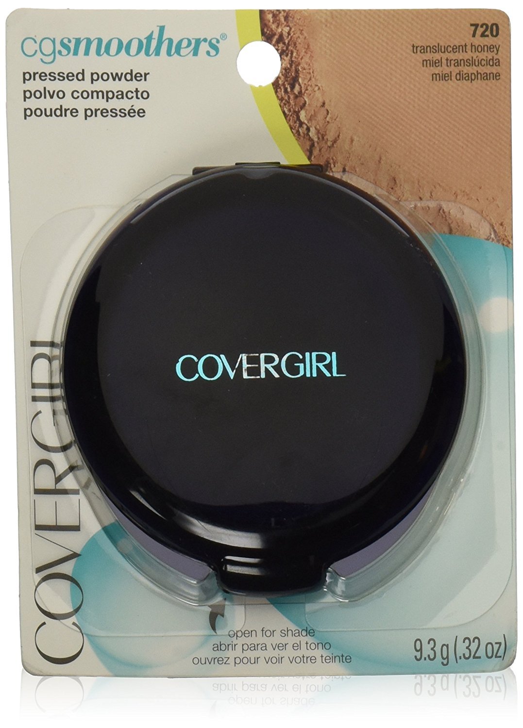 CoverGirl Translucent Honey powder compact close-up with velvety texture for shine control.