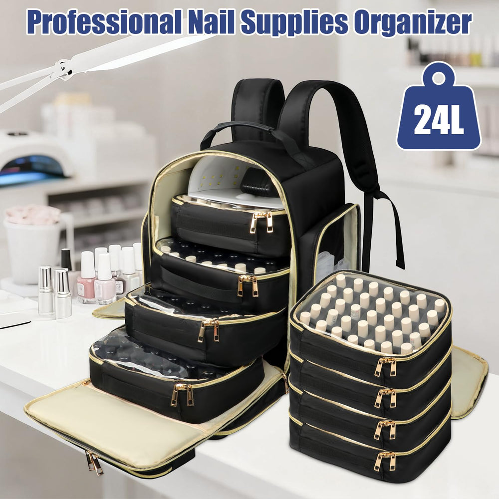 Covkev organizer backpack interior pockets hold tools and nail art accessories