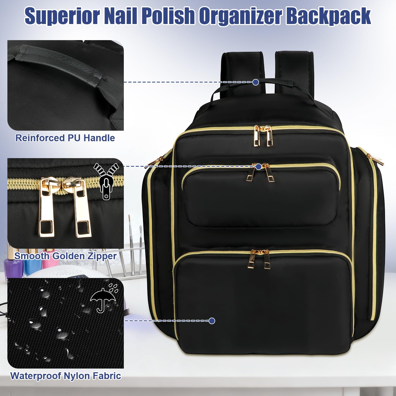 Covkev organizer backpack sponge pouches detached for easy bottle categorization