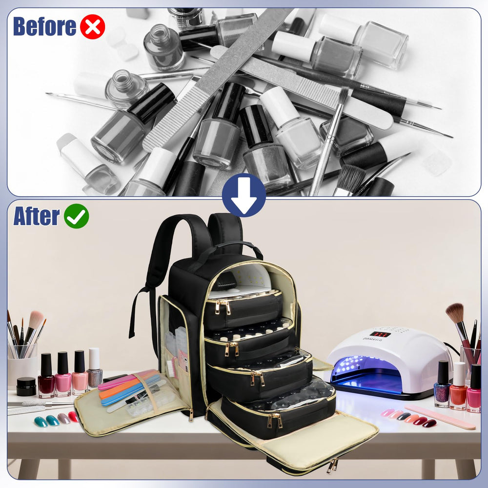 Covkev nail polish organizer backpack in salon or at home for portable storage