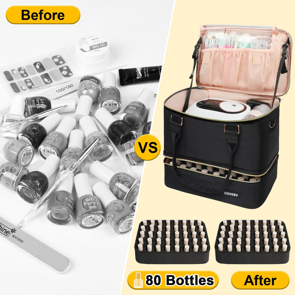 Covkev nail-polish-organizer-bag-sturdy-handles ensure comfortable carry on the go.