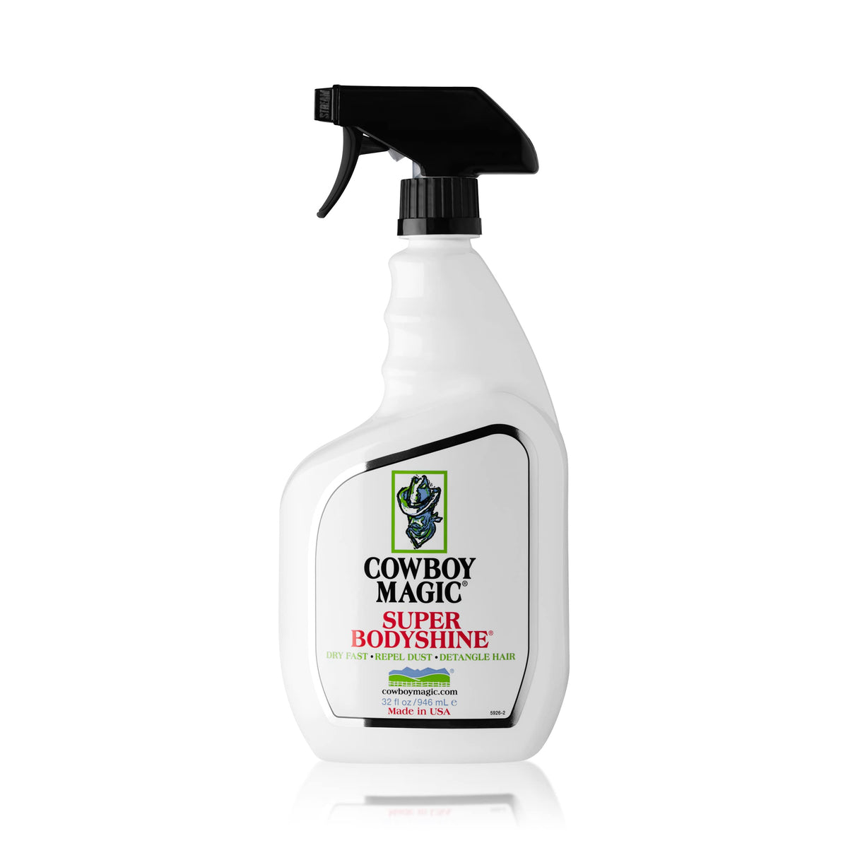 Cowboy Magic Body Shine bottle ready for show grooming and dust-repelling shine