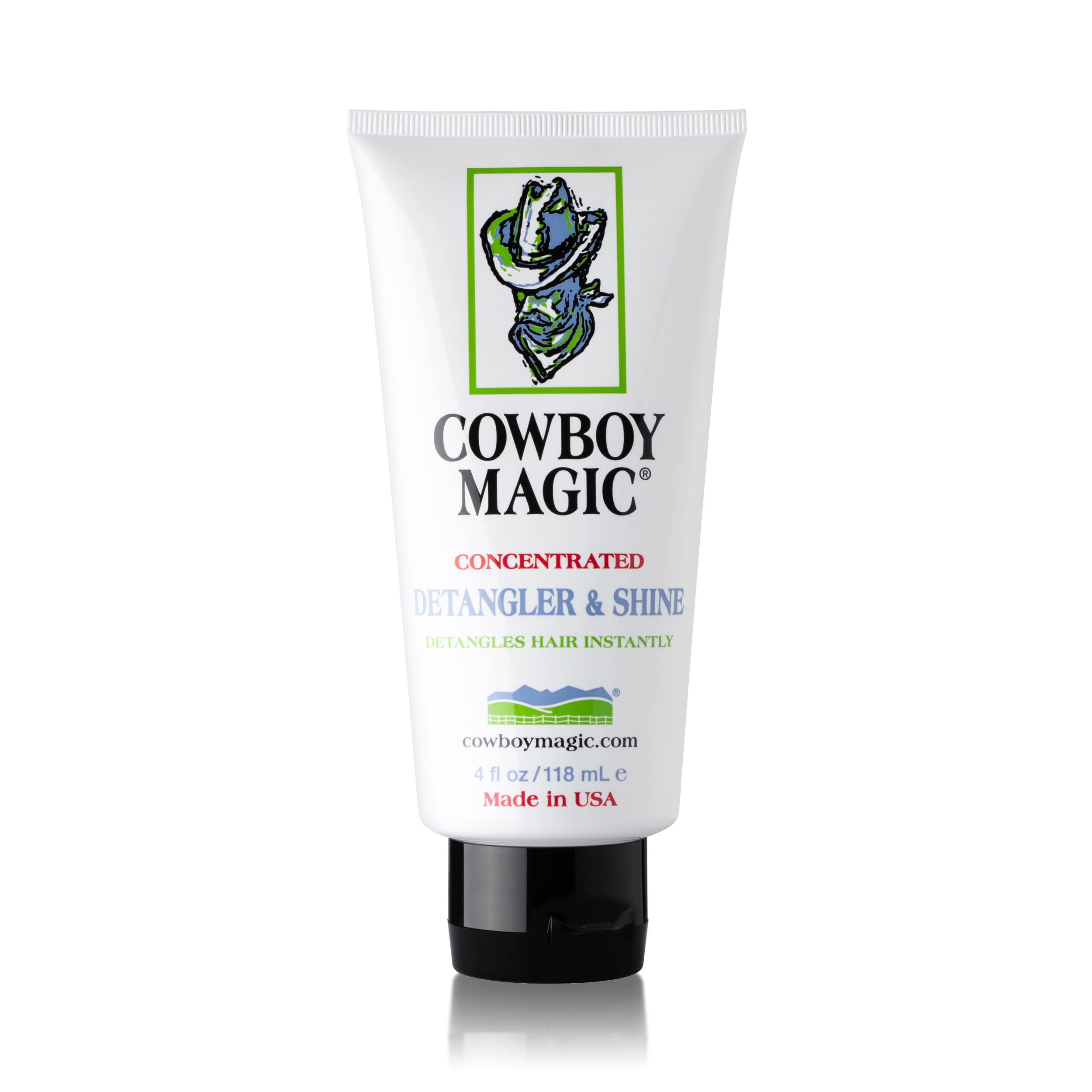 Cowboy Magic Detangler & Shine bottle pouring for detangling and conditioning