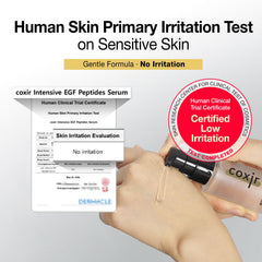 coxir INTENSIVE EGF PEPTIDES SERUM texture on finger shows non-greasy finish ideal under makeup.
