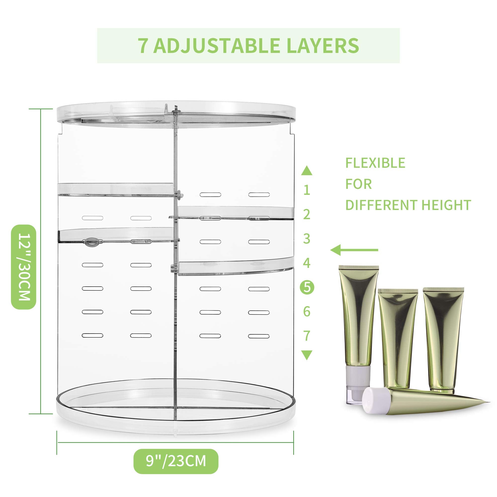 COYAHO clear acrylic makeup shelf keeps your vanity elegant and easy to clean.