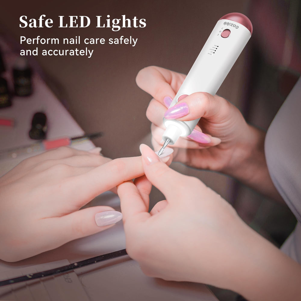CoziBB LED light nail file seen in dim room for precise detail work