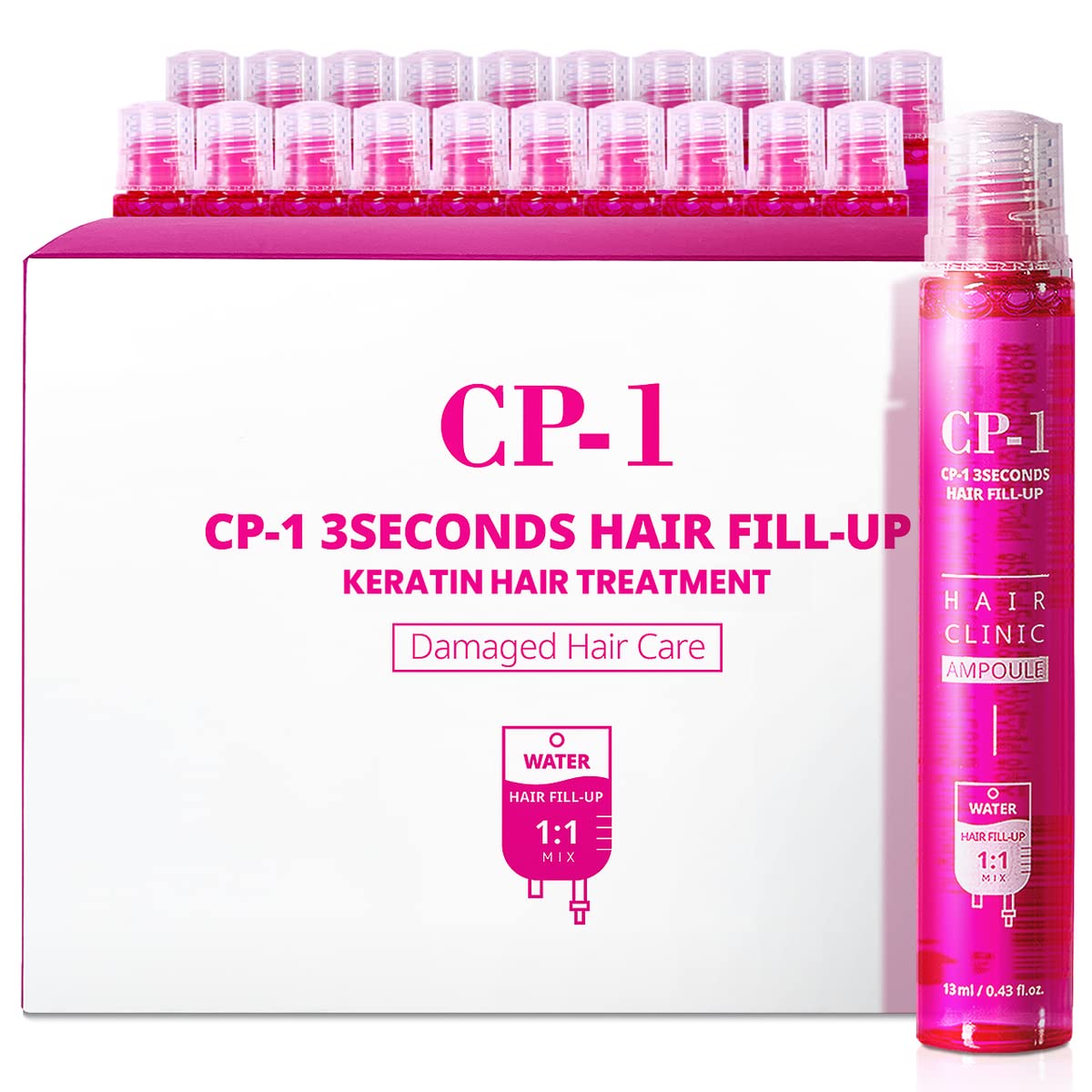 CP-1 3 Seconds Keratin bottle pour demonstrates quick at-home treatment