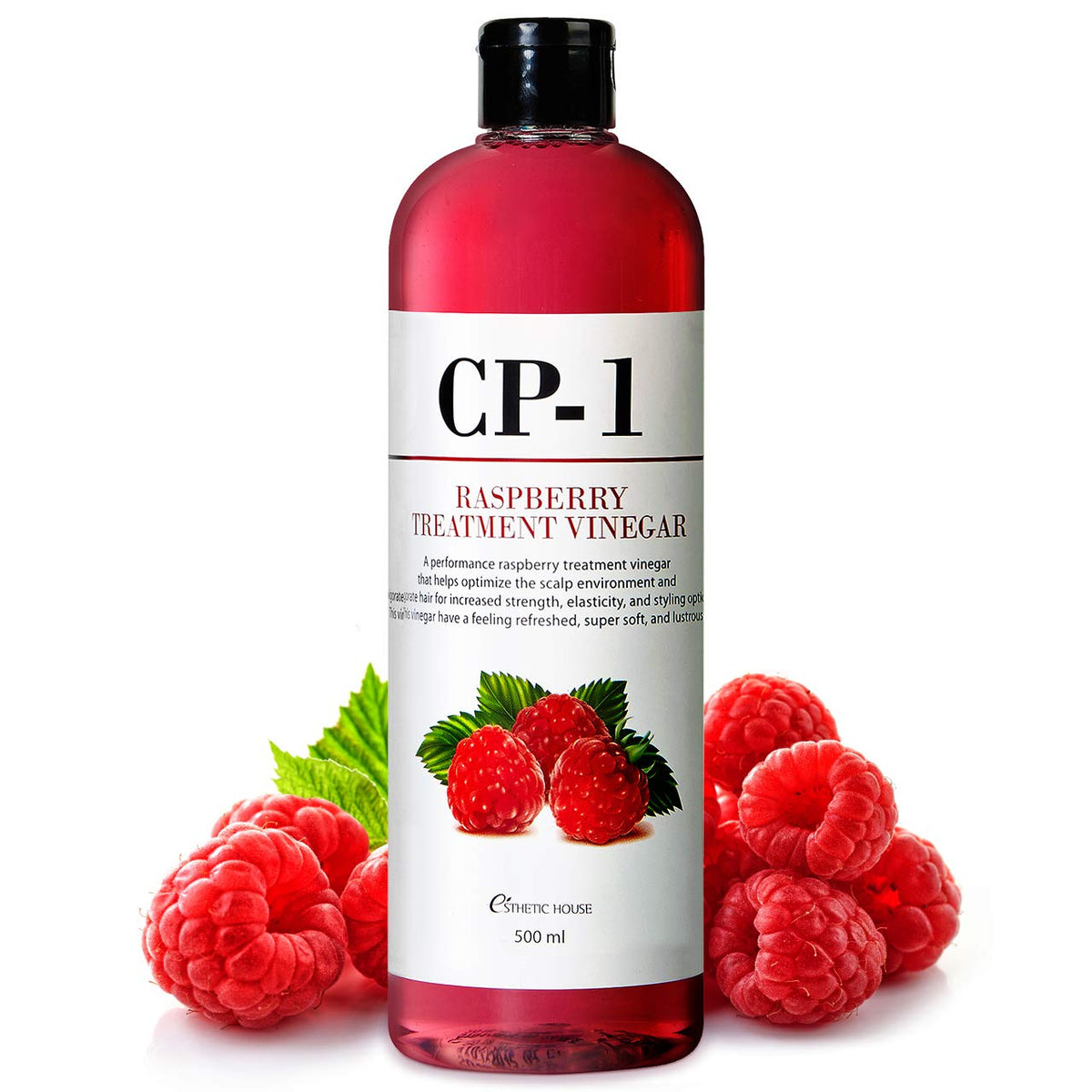 CP-1 Raspberry Treatment Hair Vinegar Rinse bottle offers a refreshing scalp cleanse and balance.