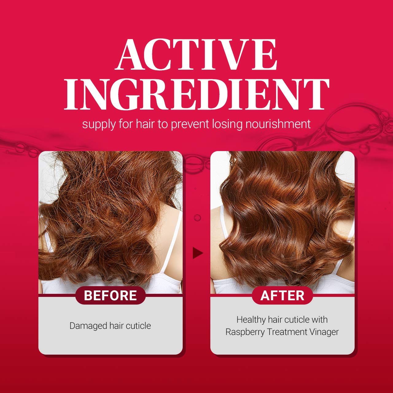 CP-1 Raspberry Treatment Hair Vinegar Rinse pour shows easy application and fresh scalp feel.