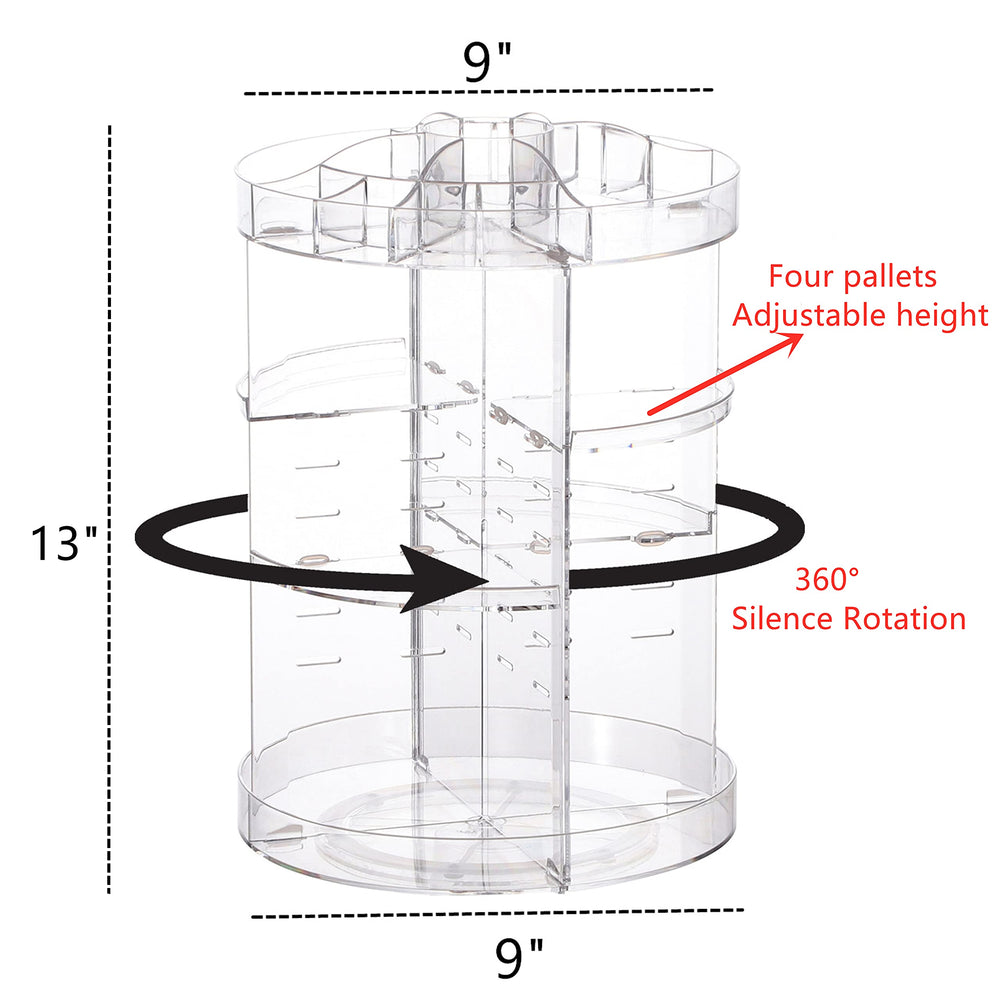 cq acrylic adjustable-trays six-level-height accommodates varied cosmetics
