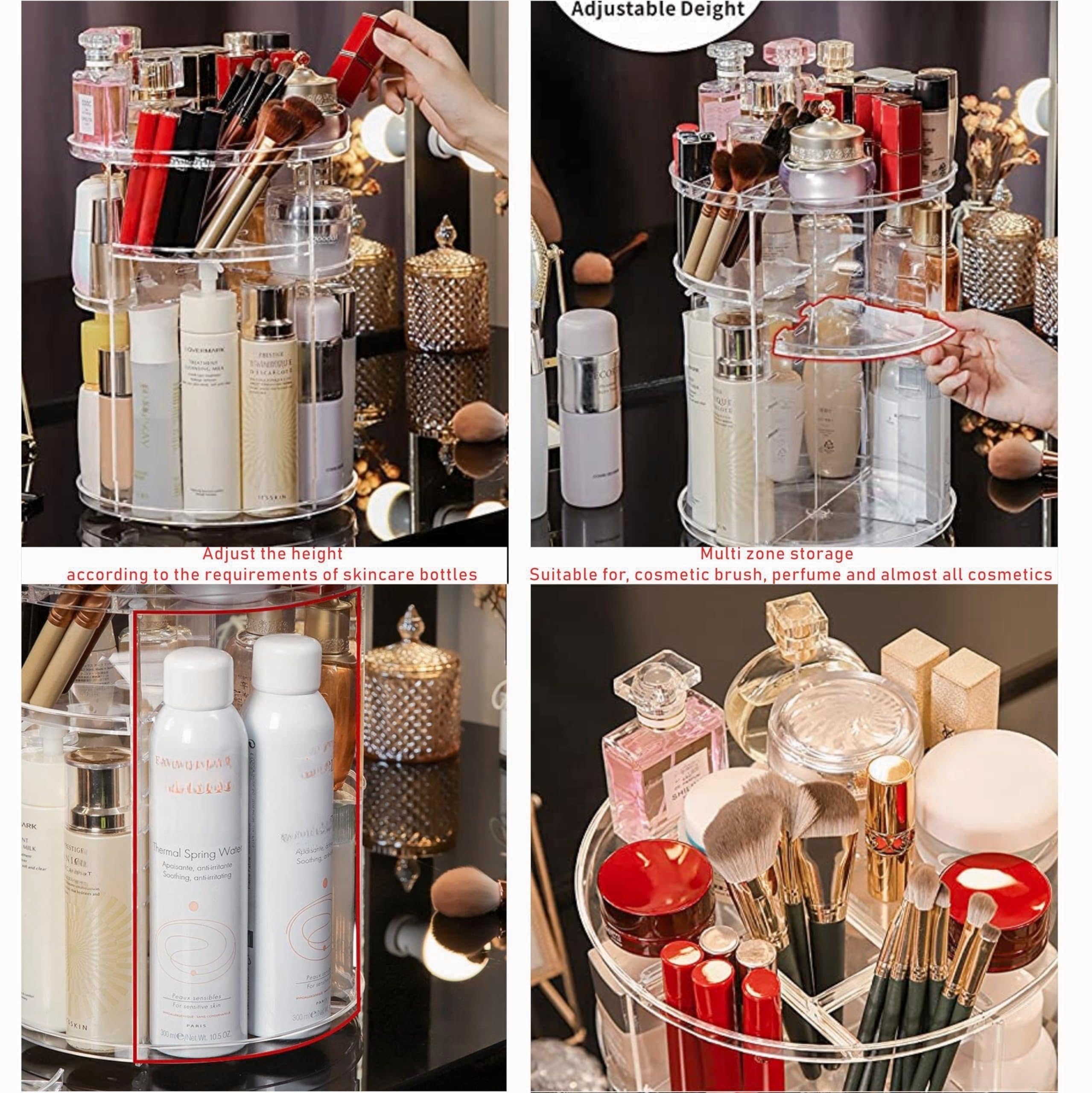 Cq acrylic adjustable trays skincare organizer keeps tall bottles organized and accessible