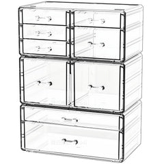CQ Acrylic Clear Stackable Drawers top view shows organized makeup storage convenience.