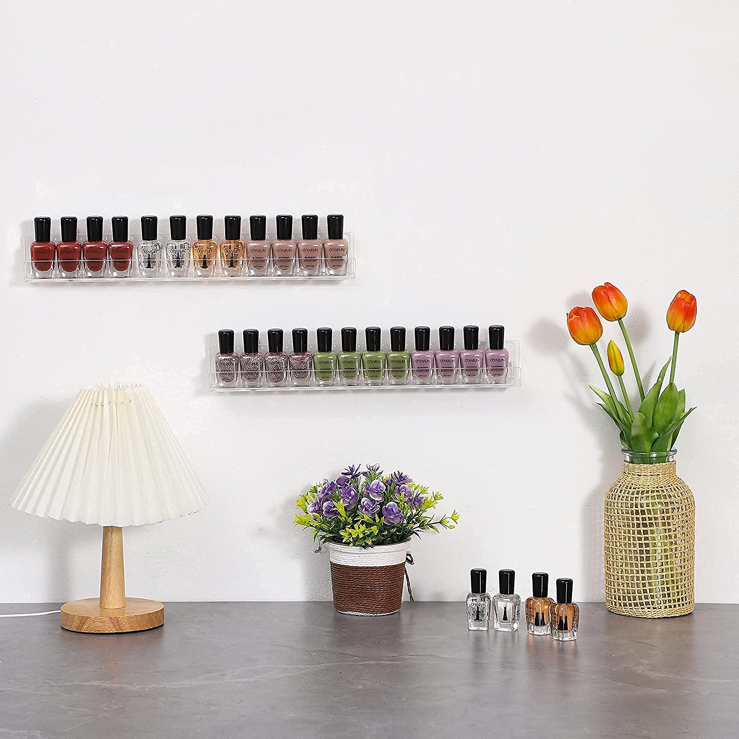 Cq acrylic nail shelves ideal for nail polish display in salons and studios