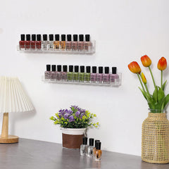 Cq acrylic nail shelves removable stops prevent spills and keep bottles secure on the shelf