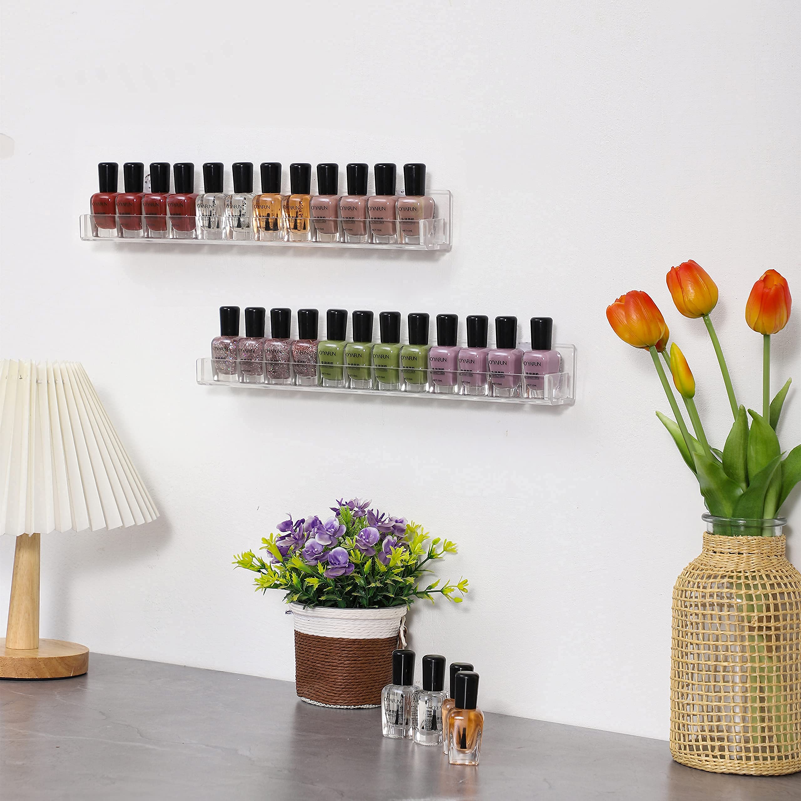 CQ Acrylic organizador esmaltes transparente para pared, orden visual rápido