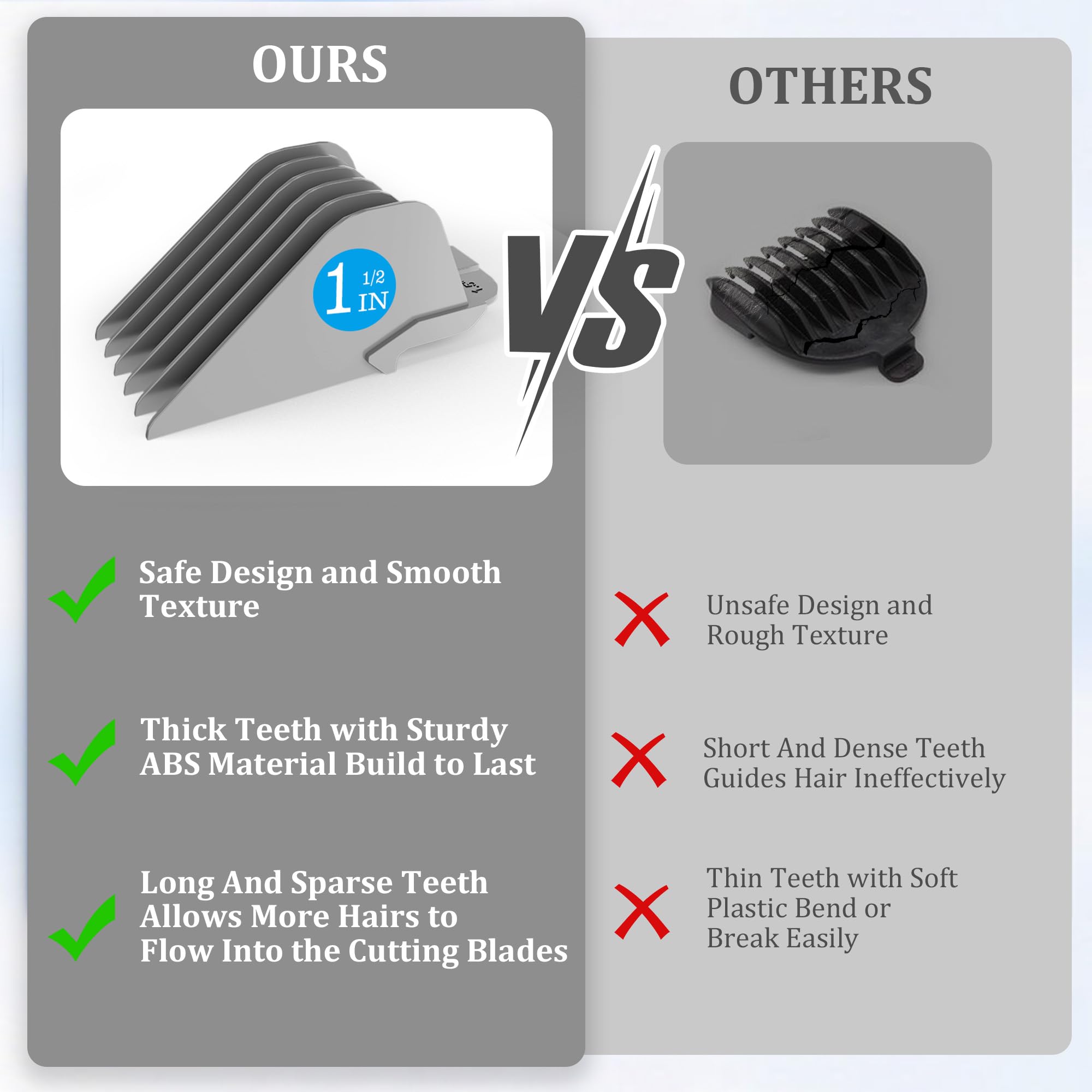 CR8GR8 clipper guards secure clip action prevents slipping during use