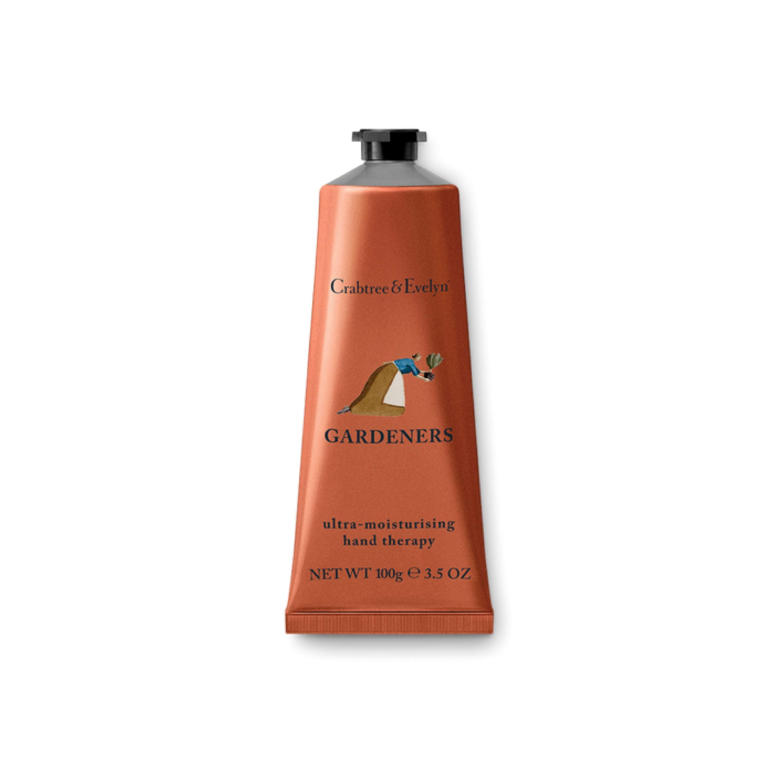 Crabtree & Evelyn Gardeners Ultra-Moisturising Hand Therapy packaging front promotes premium moisture for dry hands.