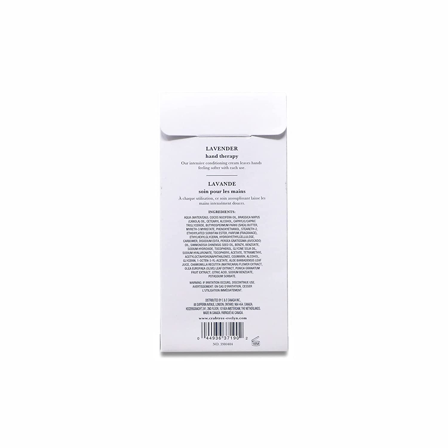 Crabtree & Evelyn Lavender hand cream texture swatch highlighting rich hydration