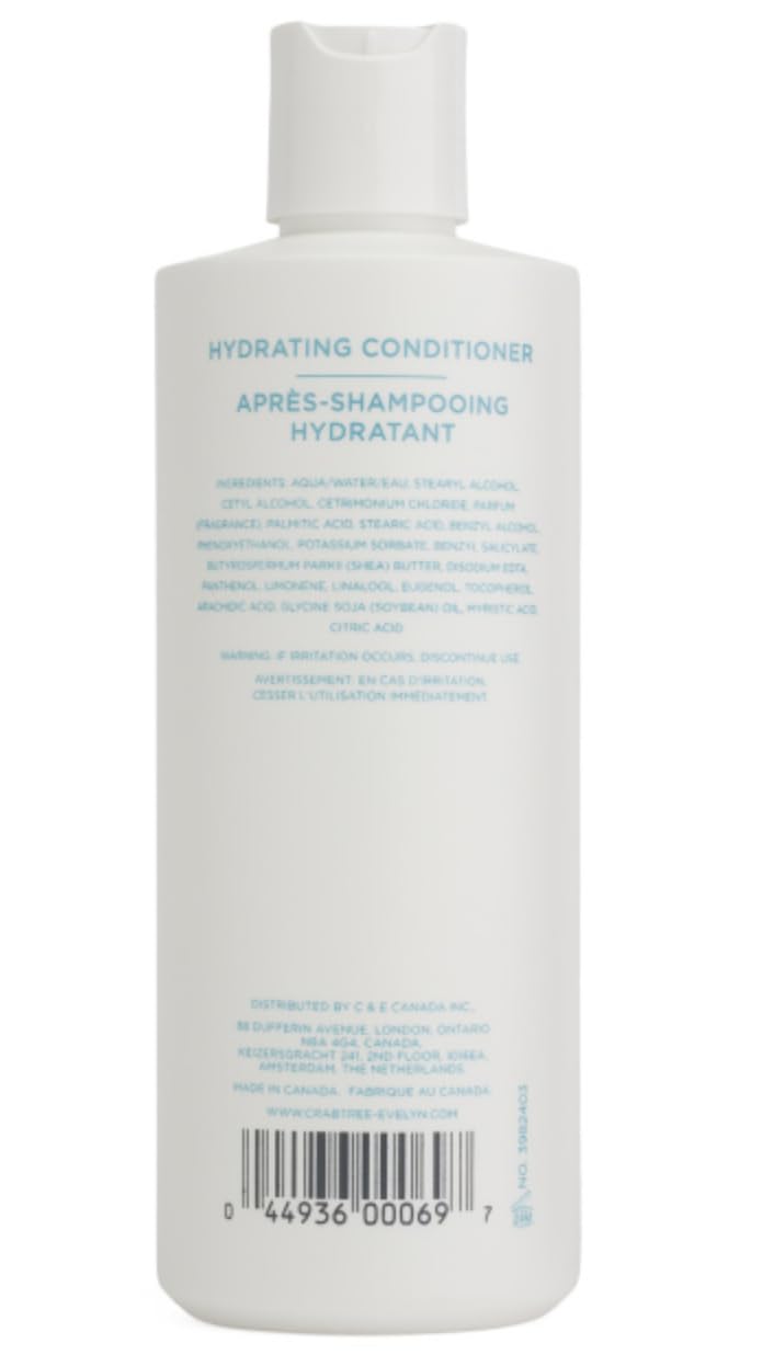 Crabtree & Evelyn La Source Hydrating Conditioner label closeup highlighting moisture-rich formula.