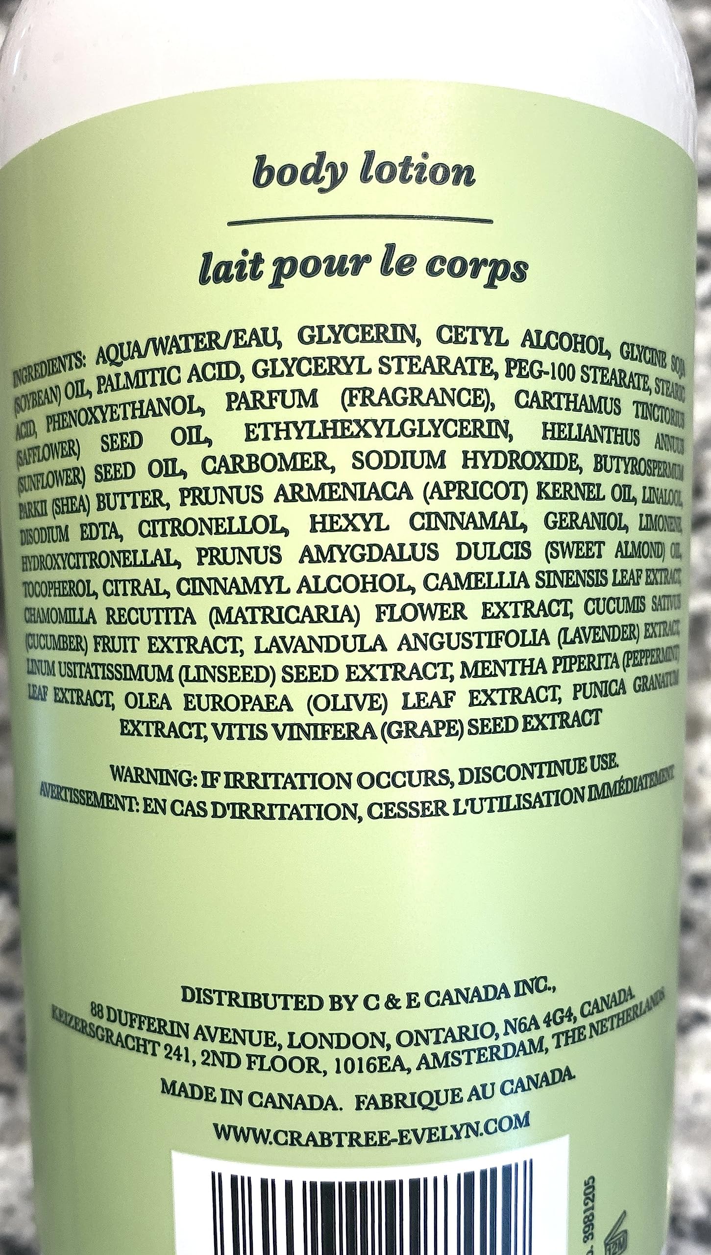 Crabtree & Evelyn Lily body lotion cream texture close-up highlights rich moisturization.