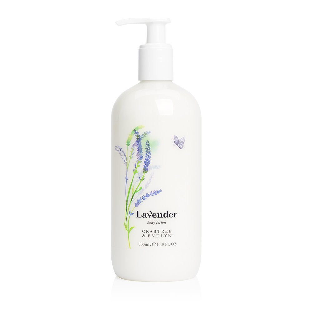 Crabtree & Evelyn loción corporal de lavanda, botella con vertido, hidratación ligera para piel suave.