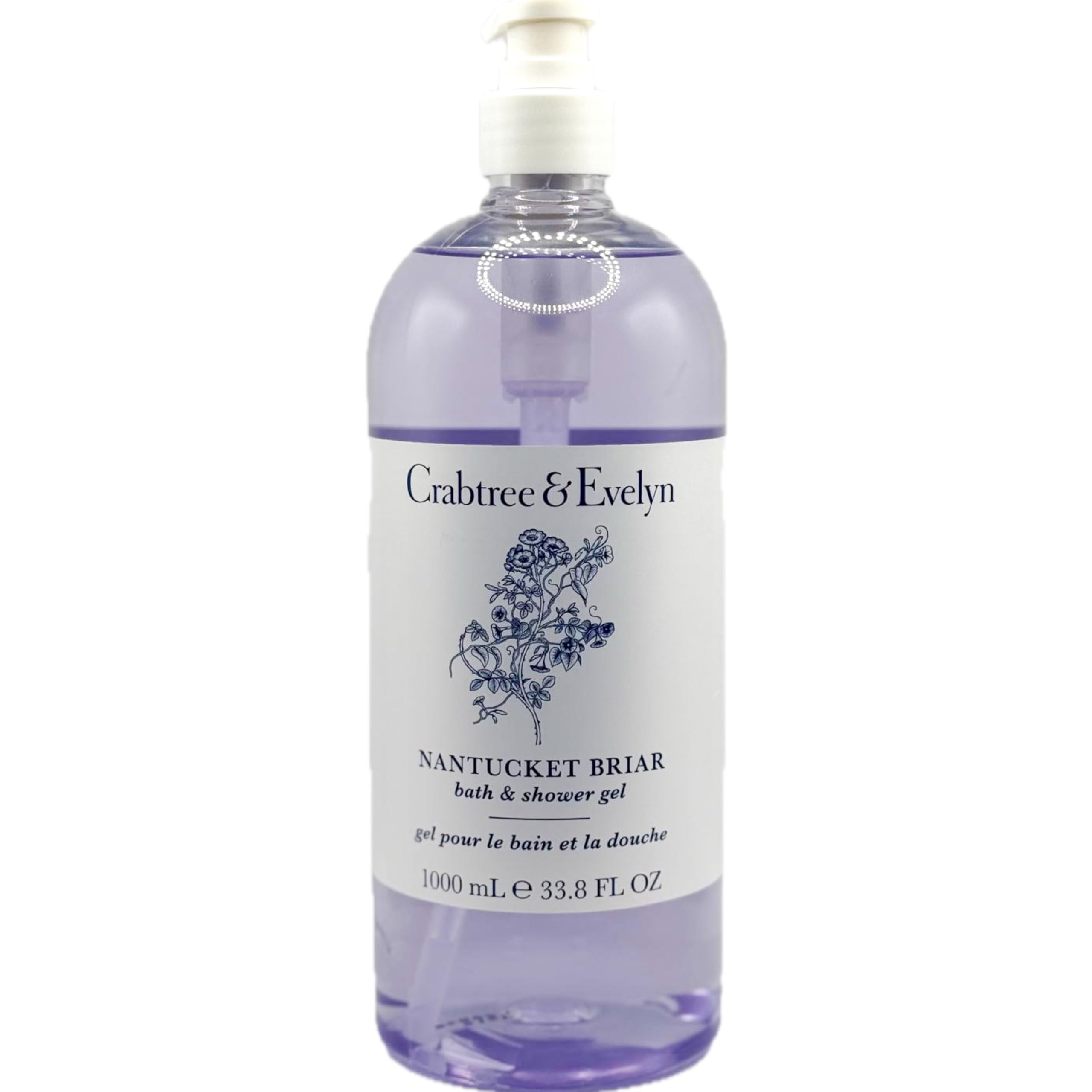 Crabtree & Evelyn Nantucket Briar bath gel bottle with pump for generous cleansing.