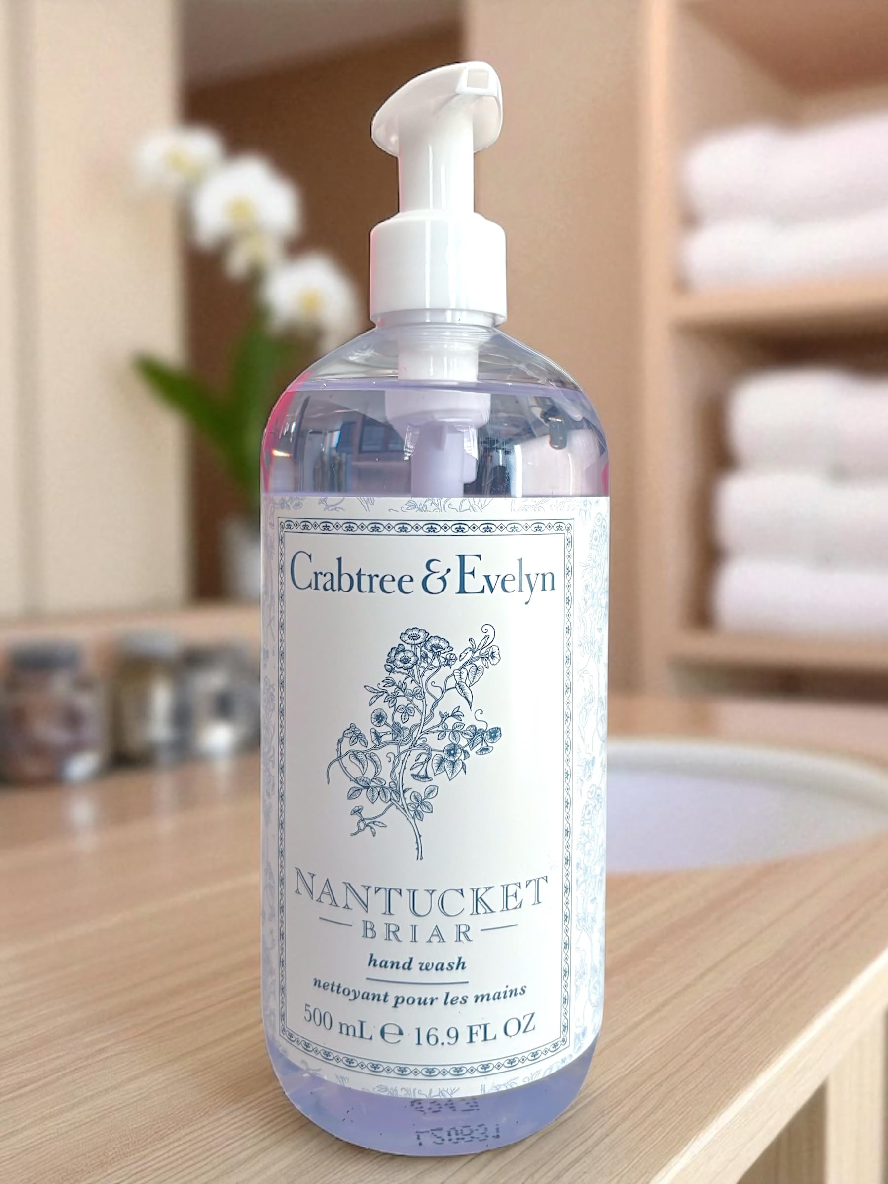 Crabtree & Evelyn Nantucket Briar hand wash pump enables quick, fragrant hand care