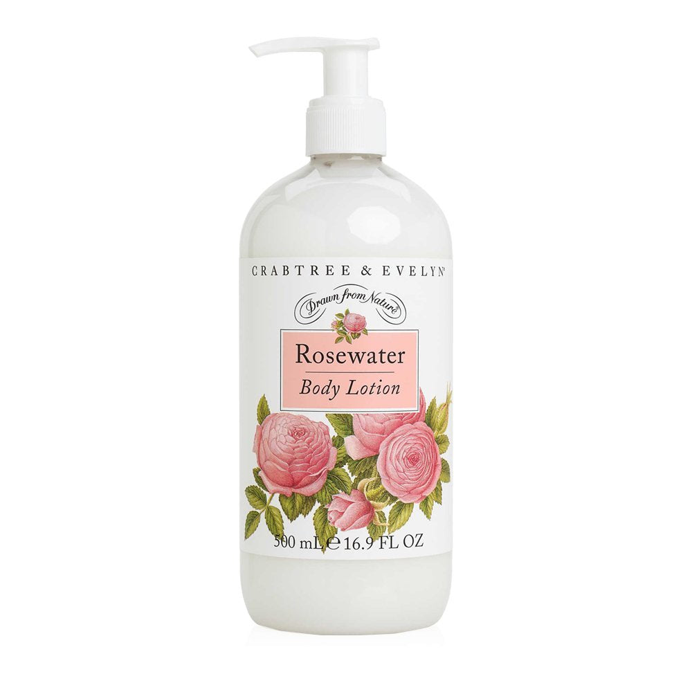 Crabtree & Evelyn Rosewater lotion bottle for daily hydration and scent