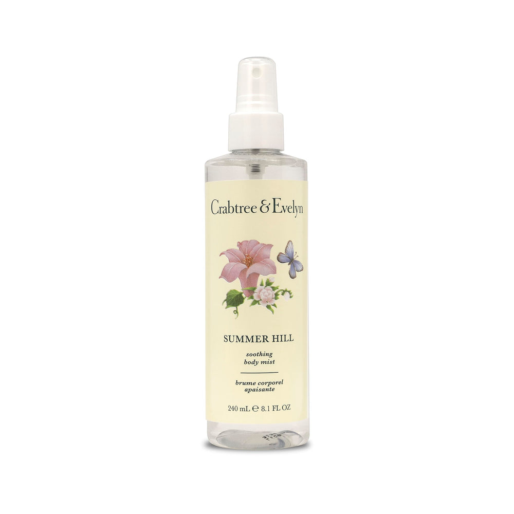 Crabtree & Evelyn Summer Hill Body Mist bottle for refreshing, floral-scented hydration