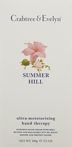 Crabtree & Evelyn Summer Hill hand therapy jar during application for hydration.