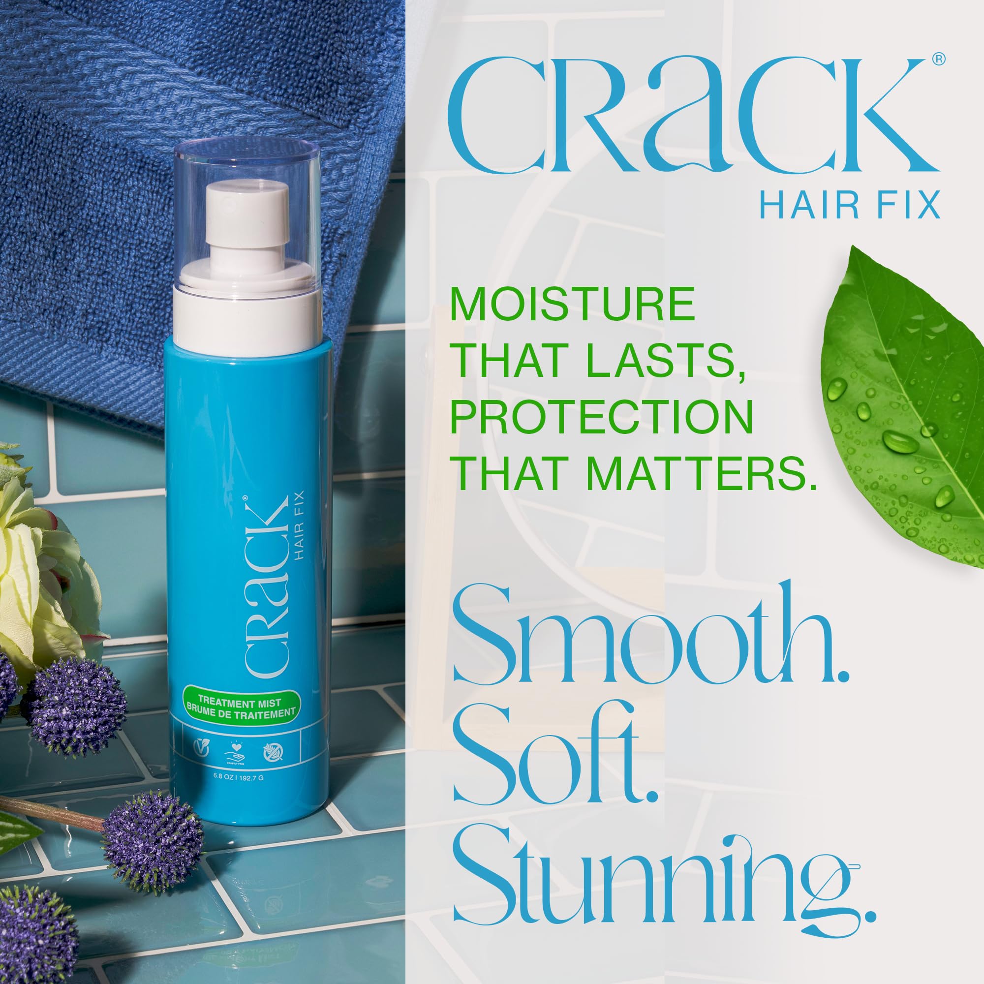 Crack Hair Fix Mist Spray applied on dry hair highlights shine and frizz control