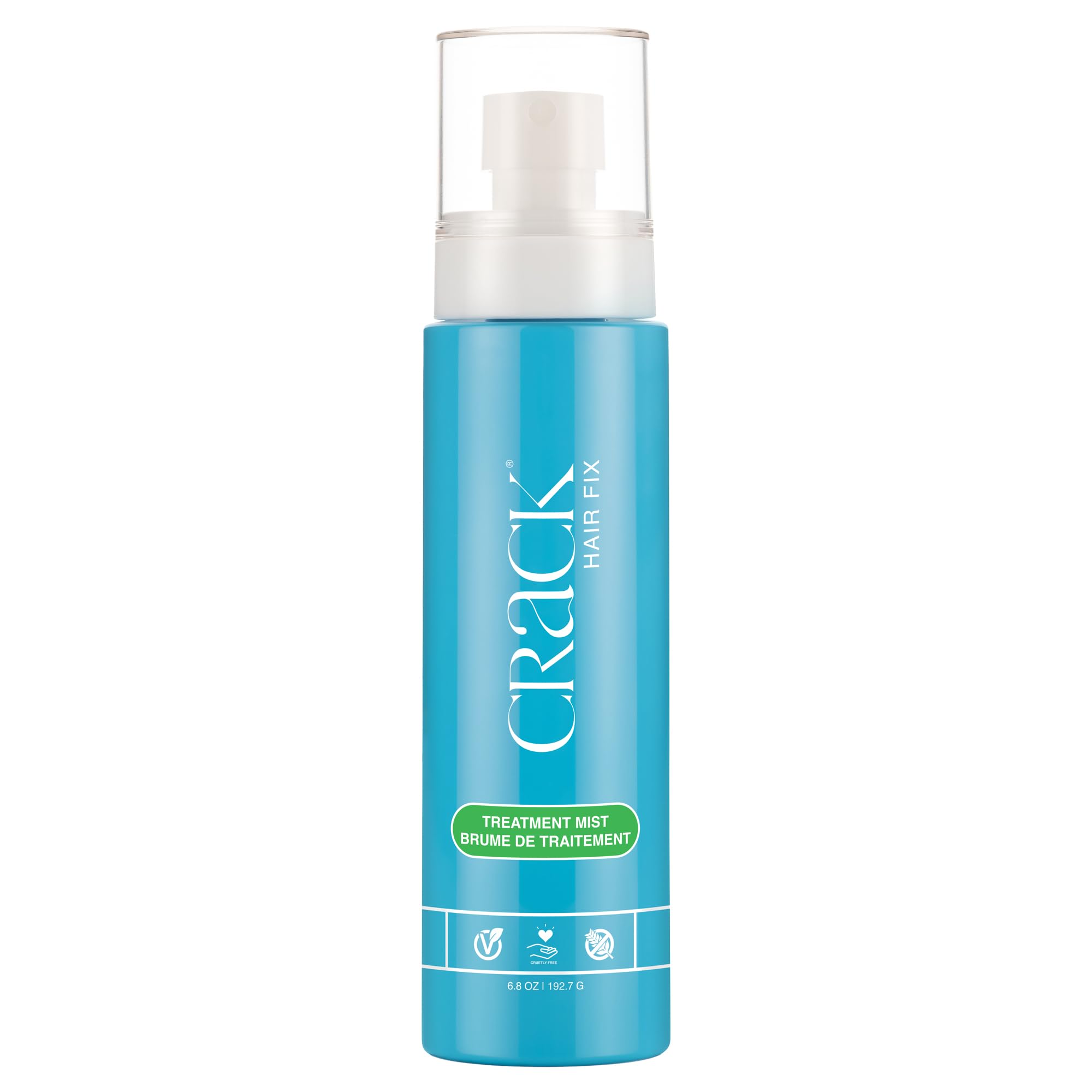 Crack Hair Fix Mist Spray bottle angled showing hydration and easy mist control