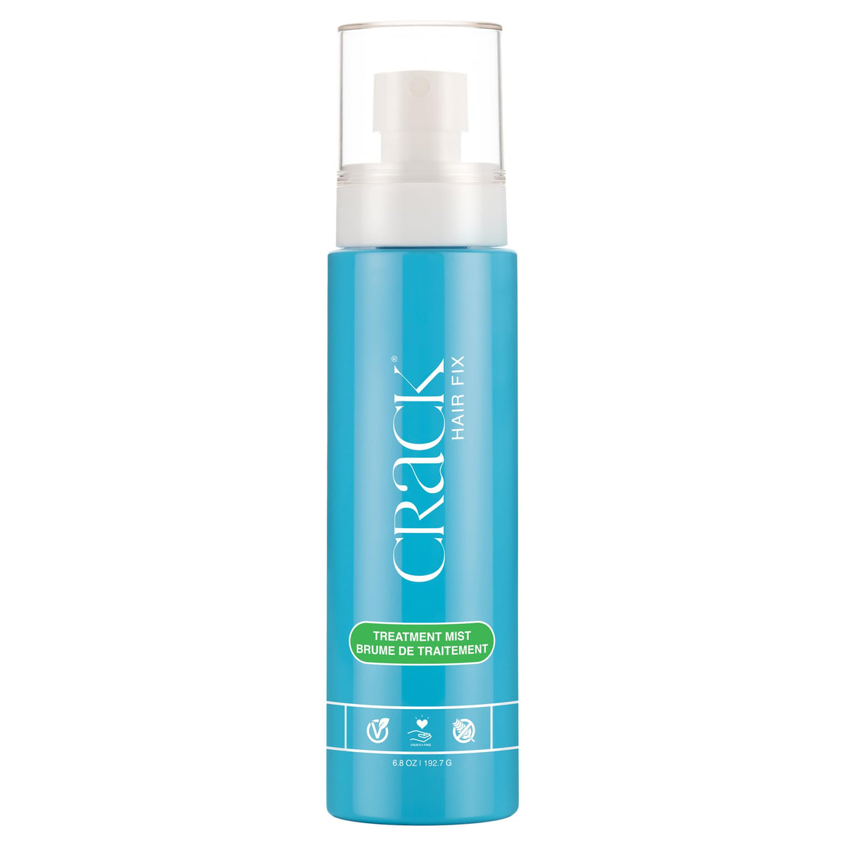 Crack Hair Fix Mist Spray bottle angled showing hydration and easy mist control