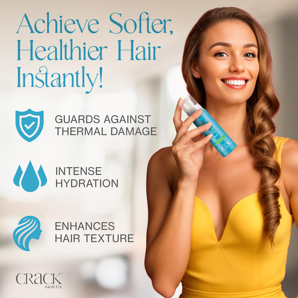 Crack Hair Fix Mist Spray on damp hair demonstrates even moisture coverage and detangling