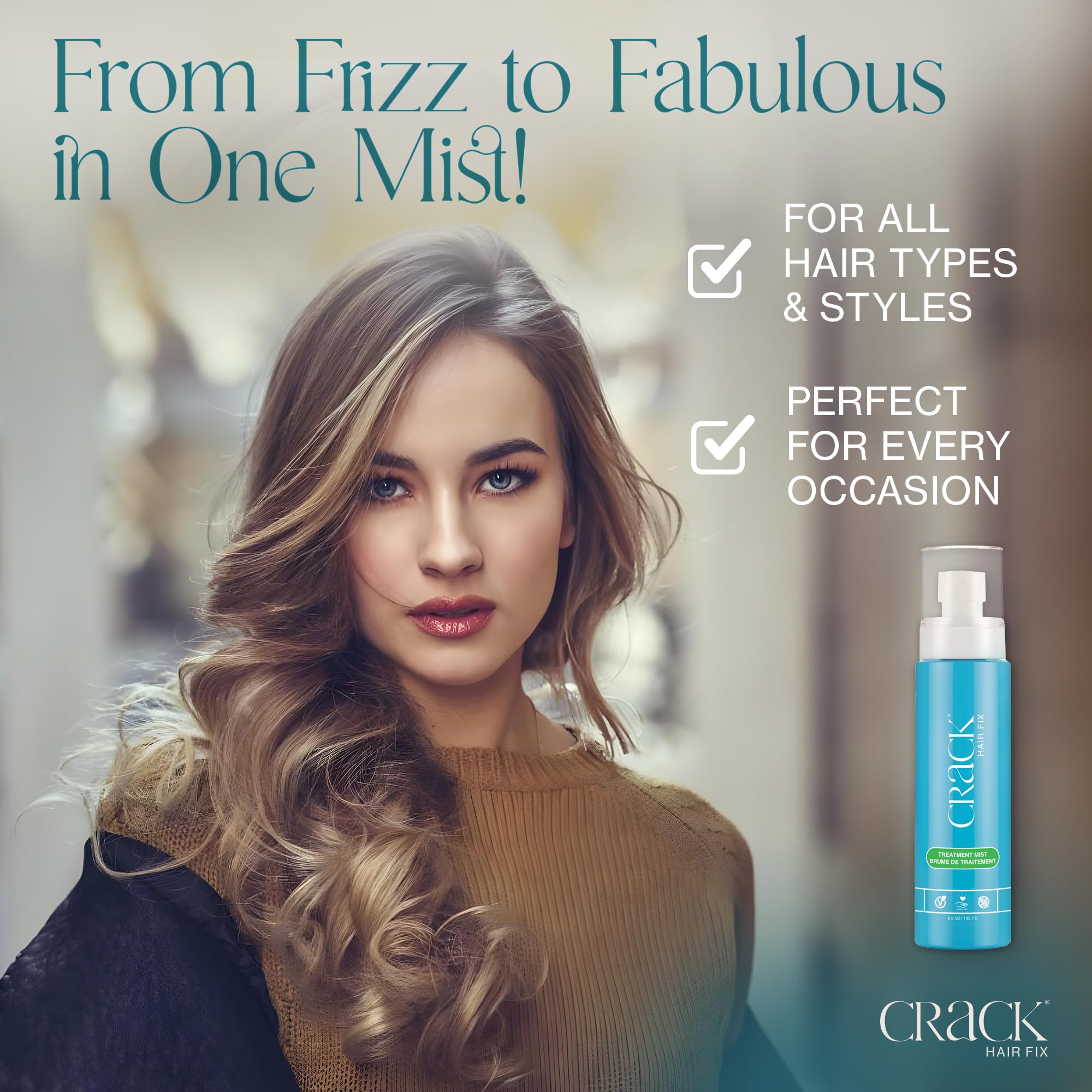 Crack Hair Fix Mist Spray on-the-go usage with portable bottle for quick moisture and protection