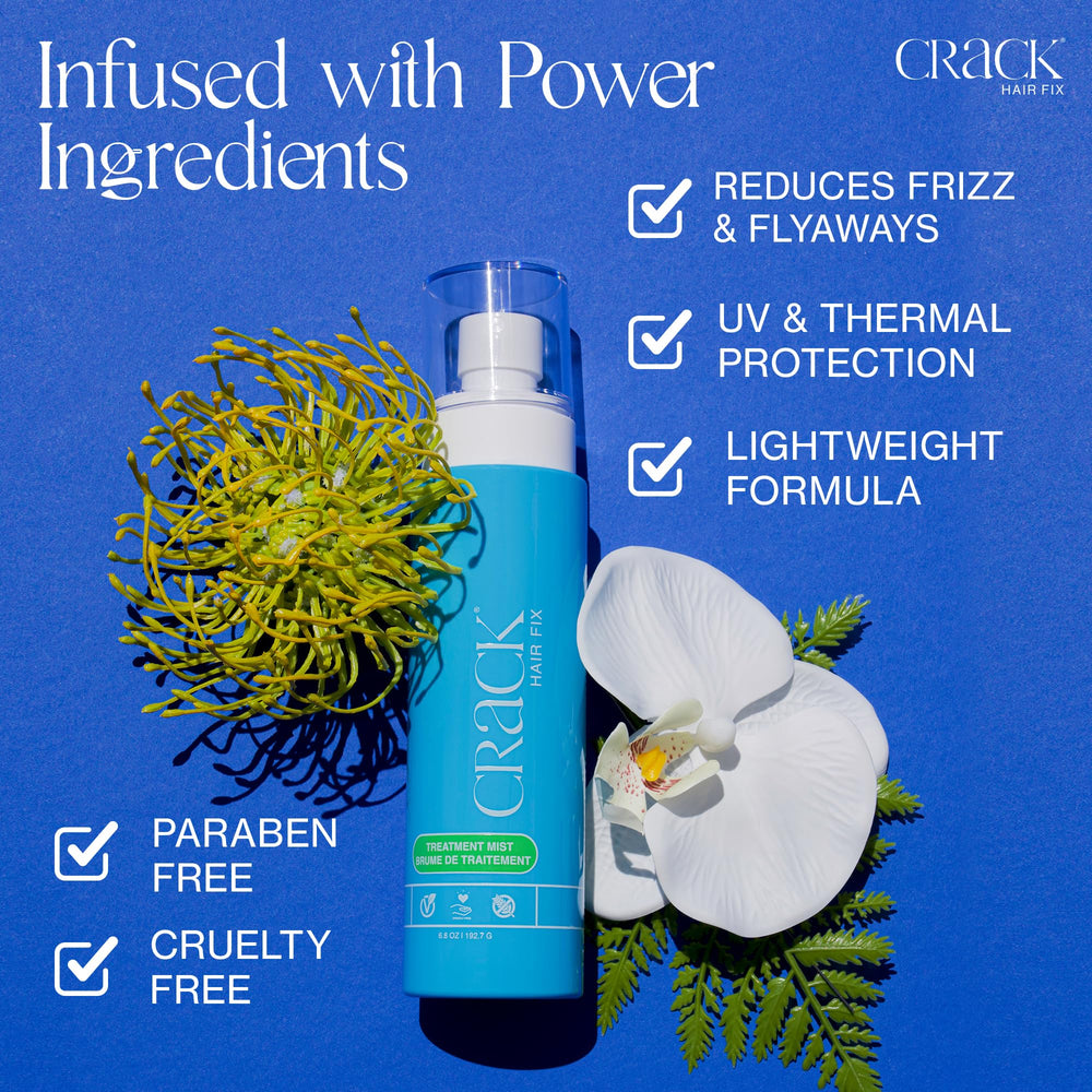 Crack Hair Fix Mist Spray bottle shows glossy finish indicating smooth texture