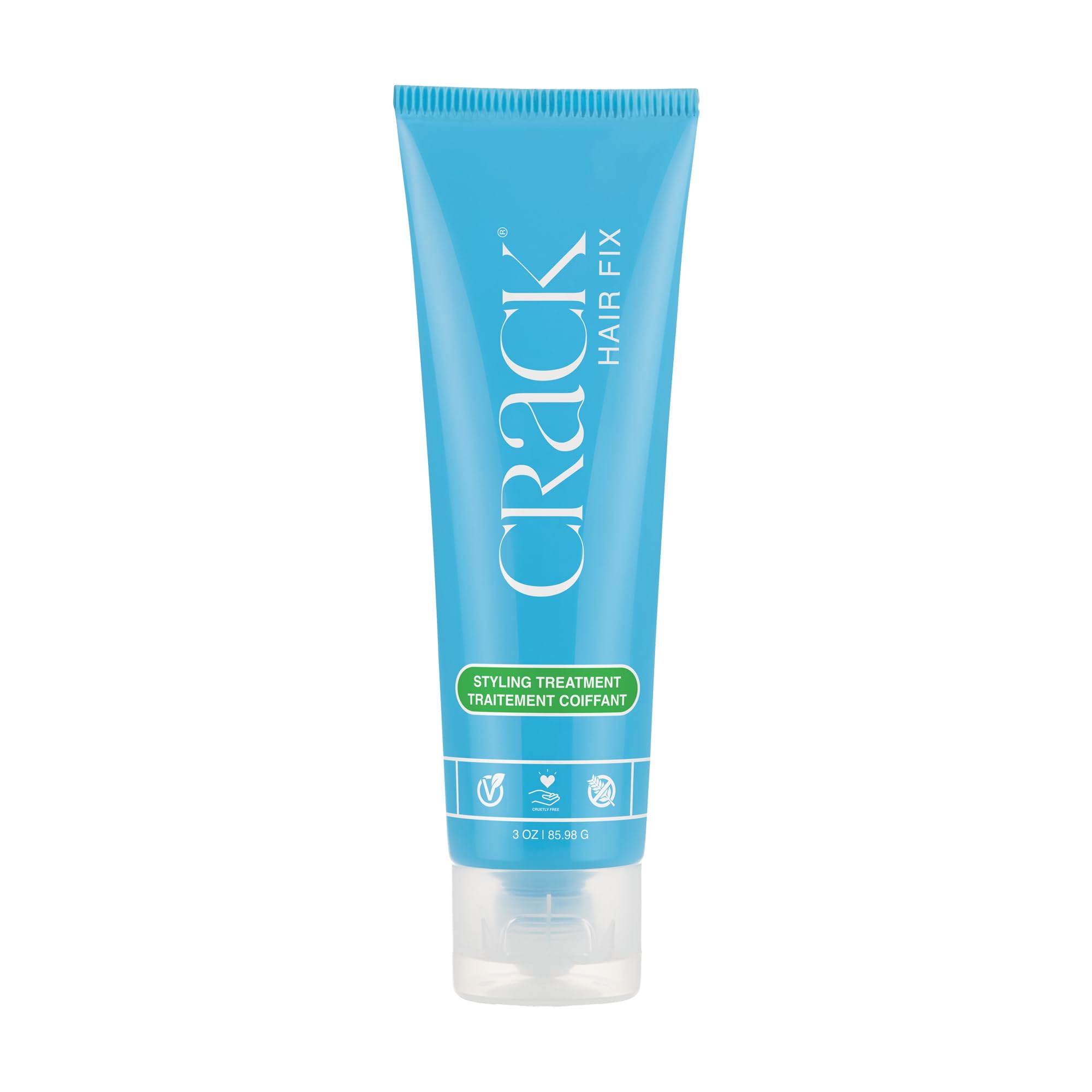 Crack Hair Fix styling cream bottle front showing frizz control for smooth results.