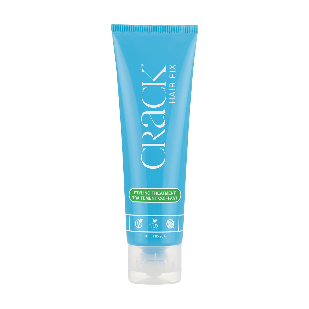 Crack Hair Fix styling cream bottle front showing frizz control for smooth results.